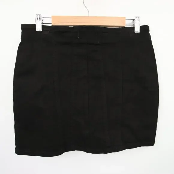 Free People Skirt Black Denim Front Zip Mini High Rise Layla Sexy We the Free 10 - Picture 10 of 10
